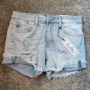 Just USA Light Blue Distressed Denim Shorts